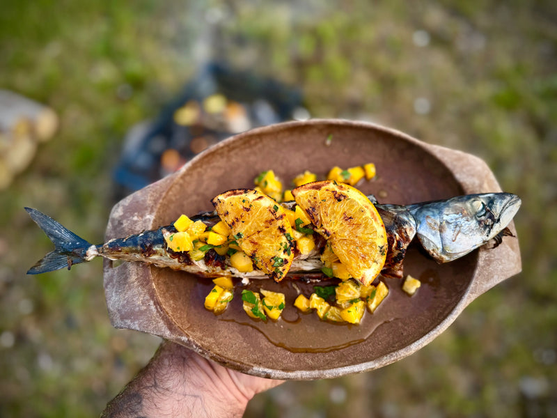 Grilled Mackerel & Mango-Orange Cilantro Chutney