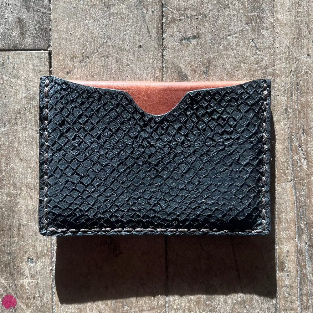 Portefeuille minimaliste en cuir de saumon