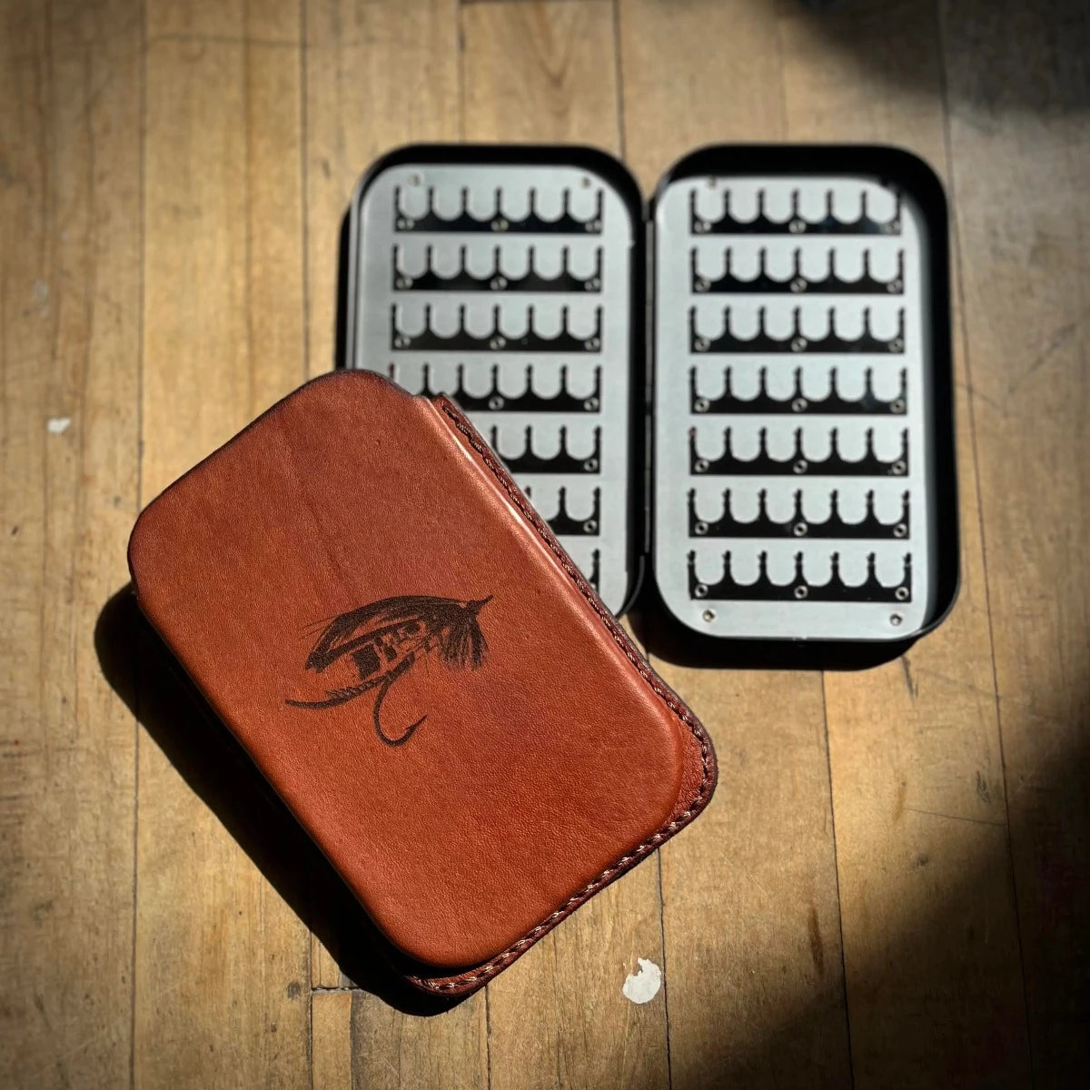 Wheatley Slim Fly Box with Leather Sleeve – TimberAndFins
