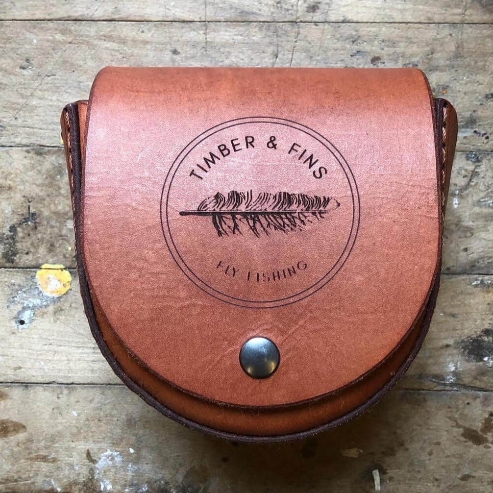 LEATHER HANDMADE& HAND STITCHED FLY REEL CASE CENTERPIN REEL CASE